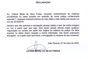 Blog de Suetoni Souto Maior publica a reação de Livânia Farias ao documentário da TV ConJur sobre a Operação Calvário